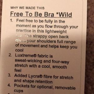 lululemon athletica Tops - BRAND NEW lululemon Free to Be Bra size 6 lululemon athletica Tops - BRAND NEW lululemon Free to Be Bra size 6